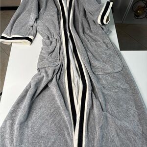 Majestic Gray Robe with Black and White Trim